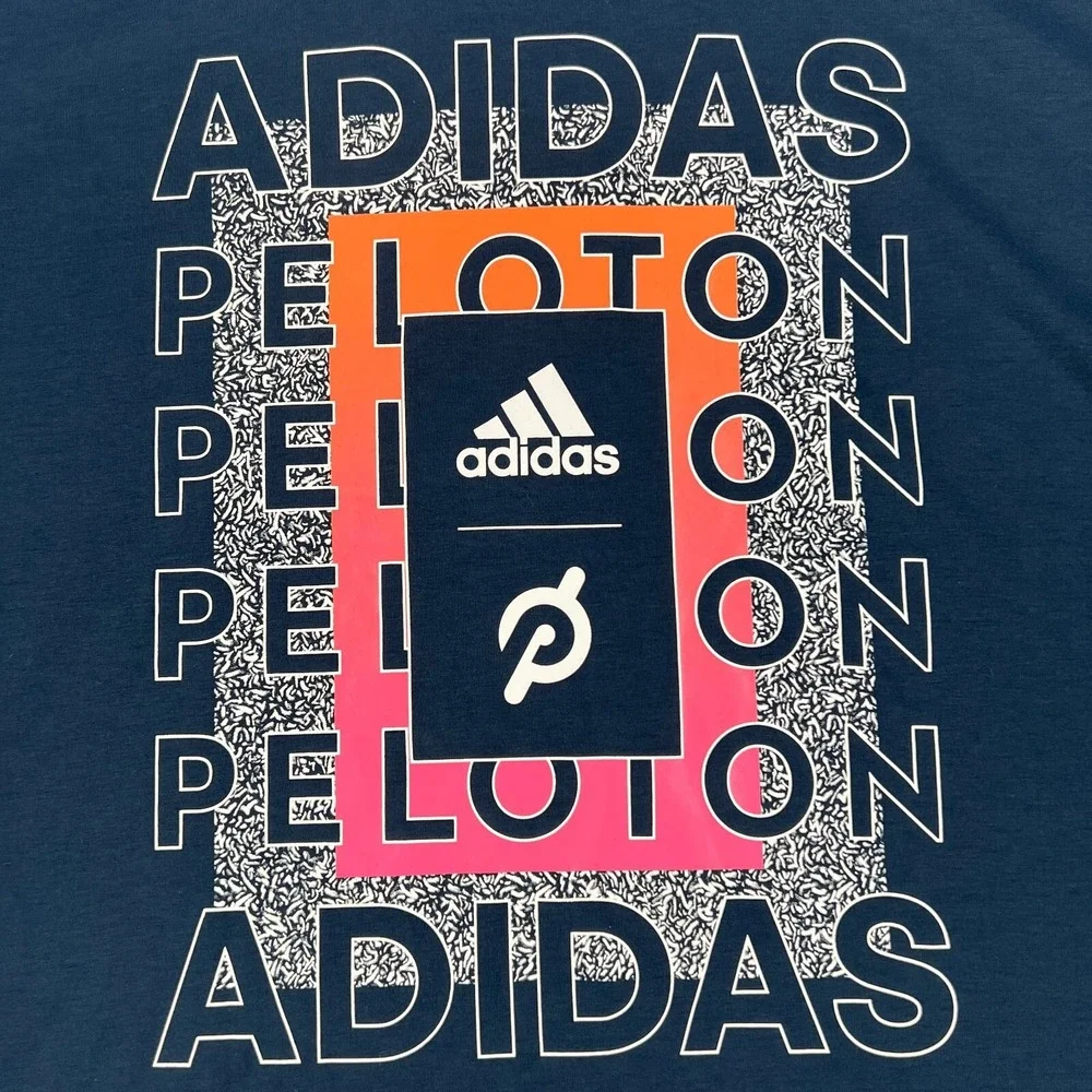 Adidas x Peleton Shirt Mens 2XL XXL Blue Short Sleeve Activewear Soft Sharp
